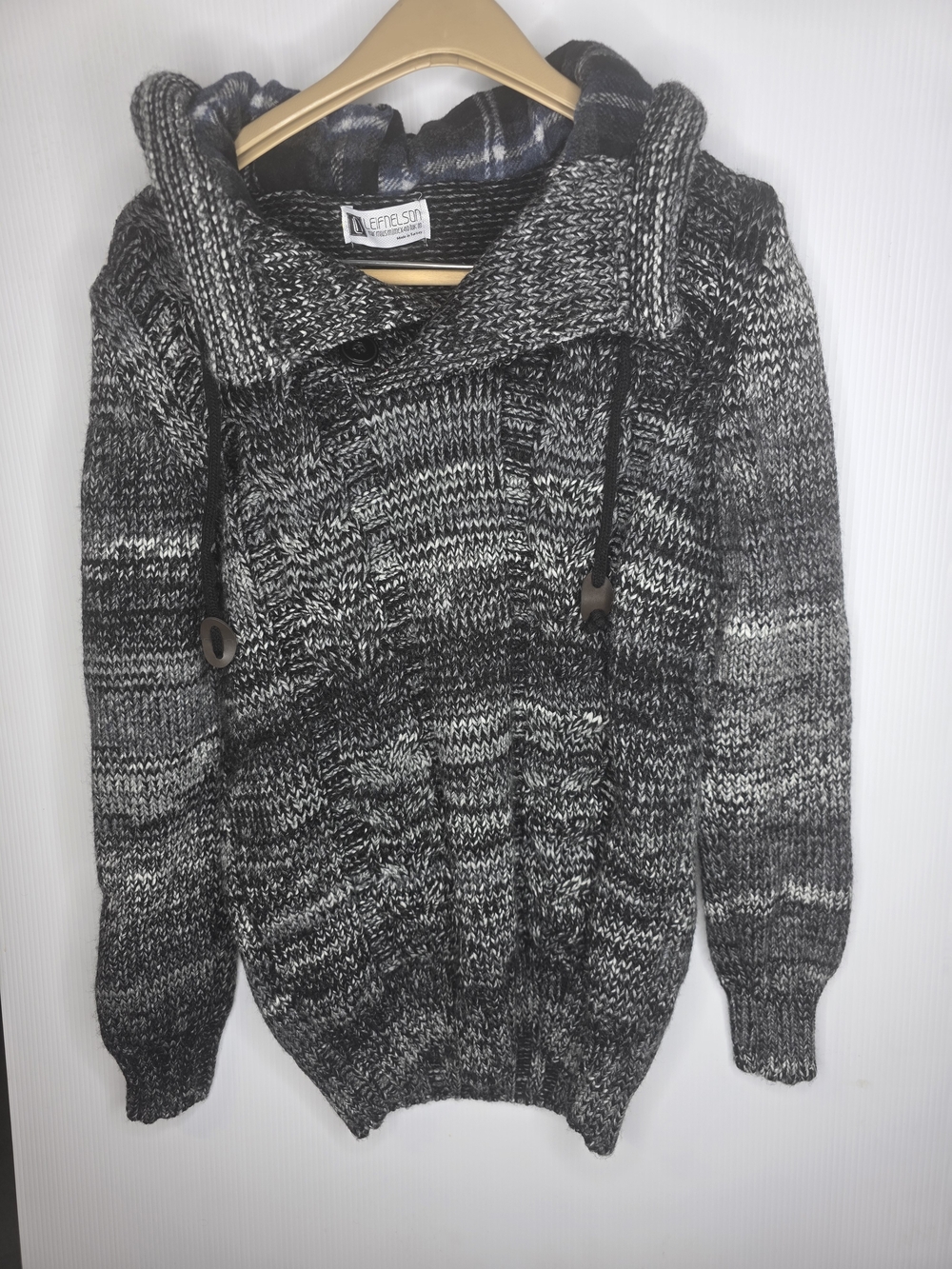 Leif Nelson Men's Chunky Cable Knit Hooded Sweater Jacket Size M